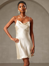 [Hellgelb] SilkSilky-DE Sleeveless Cowl Neck Kleider 003