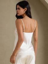 [Weiß] SilkSilky-DE Spaghetti Strap V Neck Cami Top 002