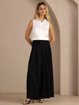 [Weiß] SilkSilky-DE Sleeveless Lapel Collar Damenhemd 007