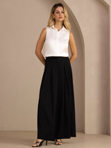 [Weiß] SilkSilky-DE Sleeveless Lapel Collar Damenhemd 007