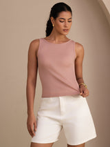 [Rosa] SilkSilky-DE Sleeveless Round Neck Cami Top 001
