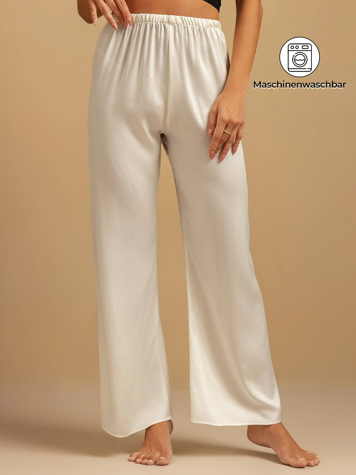 [Weiß] SilkSilky-DE 19Momme Seide Womens Sleep Bottoms 001