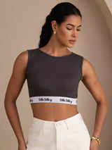 [Grau] SilkSilky-DE Sleeveless Crew Neck Cami Top 001