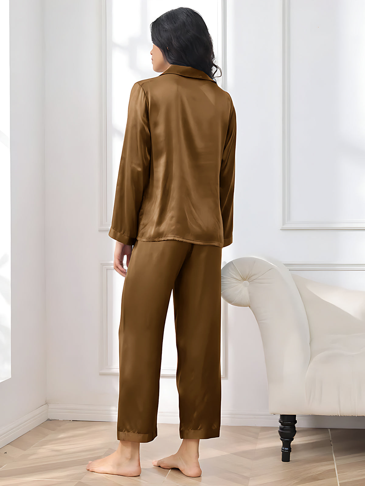 [Braun] SilkSilky-DE Reine Seide Womens Pajamas 002