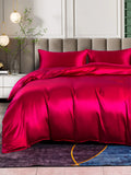 SilkSilky DE 25Momme Reine Seide Bedding Set Rotwein 001