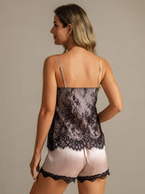[Rosa] SilkSilky-DE Spaghettiträger Camisole-Set 002