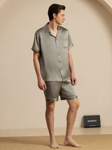 [Graugrün] SilkSilky-DE Short Sleeve Notch-Kragen Herren Pyjamas 003
