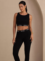 [Schwarz] SilkSilky-DE Sleeveless Crew Neck Women's Outfit Sets 005