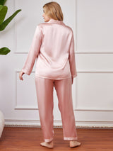 [Rosa] SilkSilky-DE Langärmelig Damen Pyjamas Große Größen 002