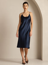 [Dunkelblau] SilkSilky-DE Sleeveless U Ausschnitt Kleider 001