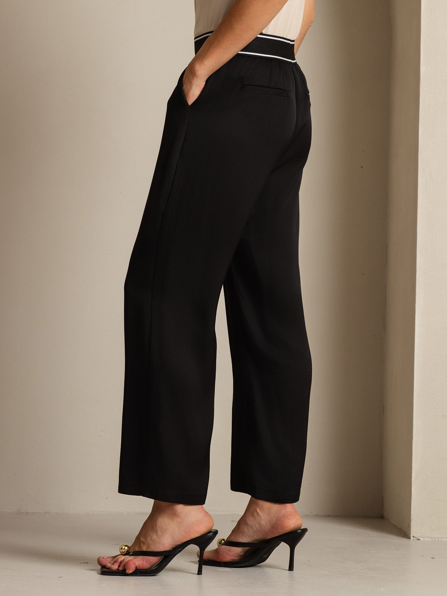 [Schwarz] SilkSilky-DE 22Momme Seide Womens Pants 003