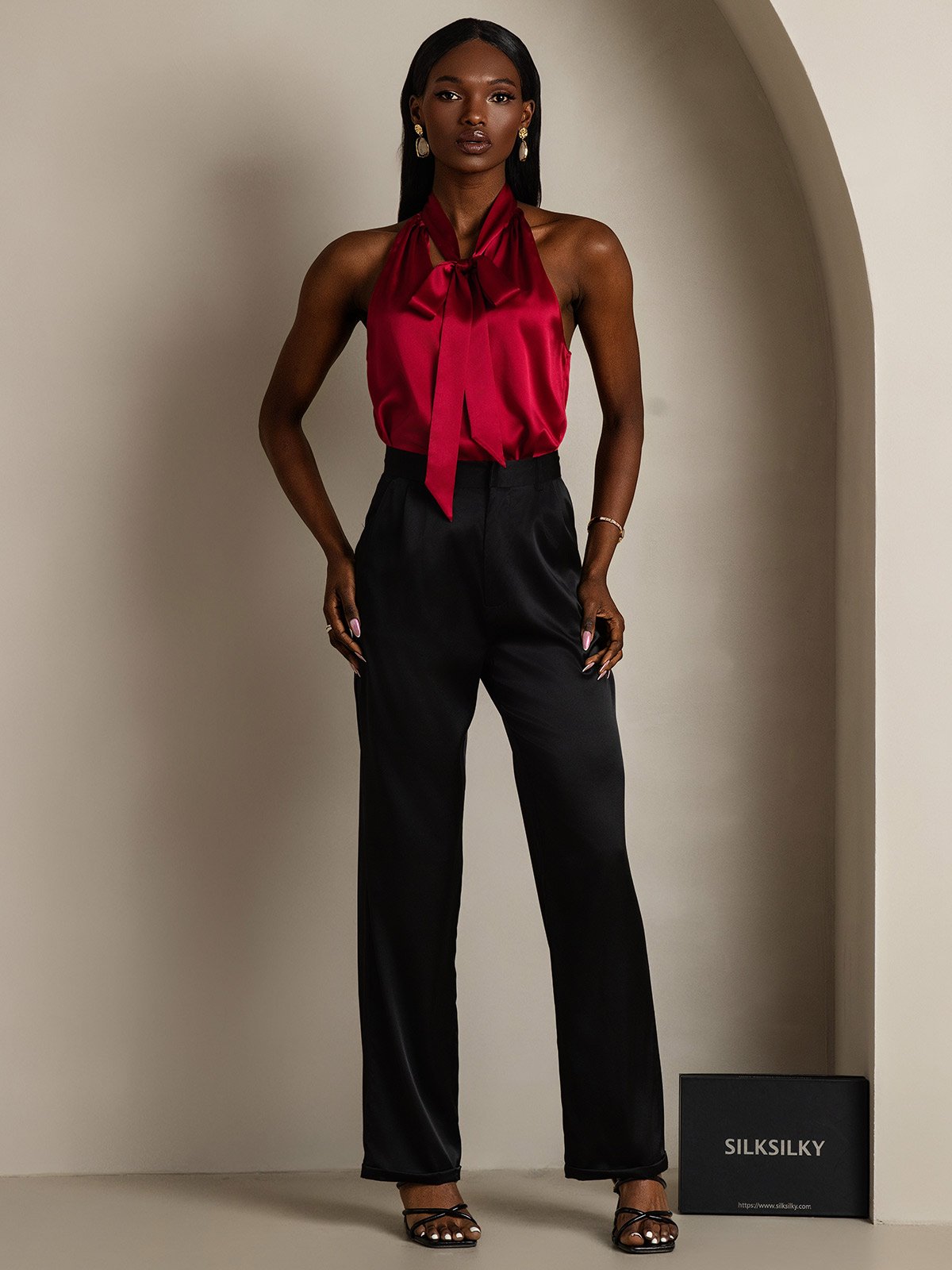 [Rotwein] SilkSilky-DE 19Momme Seide Womens Shirt 006