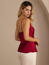 [Rotwein] SilkSilky-DE Sleeveless V Neck Cami Top 002