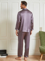 [Lilagrau] SilkSilky-DE Long Sleeve Notch-Kragen Herren Pyjamas 002