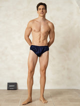 [Dunkelblau] SilkSilky-DE Reine Seide Mens Underwear 003
