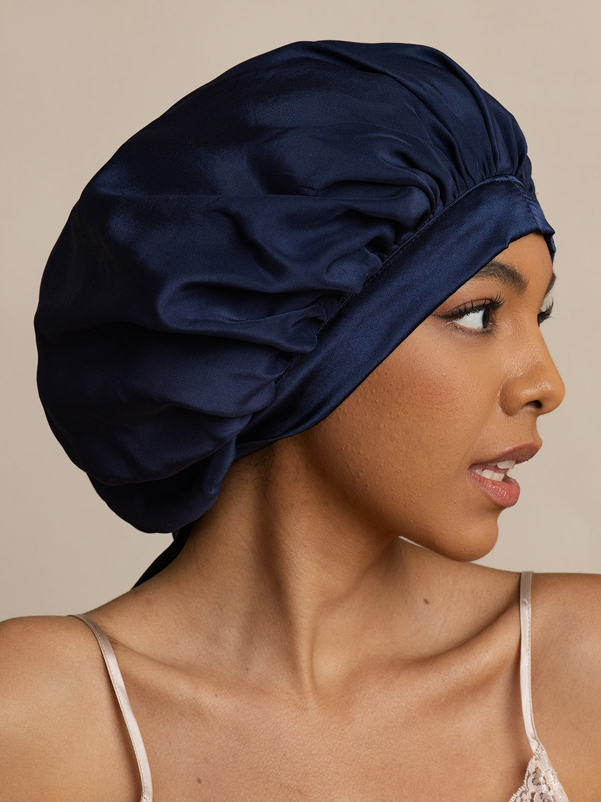 [Dunkelblau] SilkSilky-DE Reine Seide Sleep Cap 005