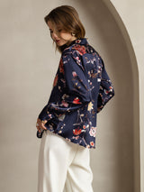 [Marine Blumen] SilkSilky-DE Long Sleeve Lapel Collar Damenhemd 002