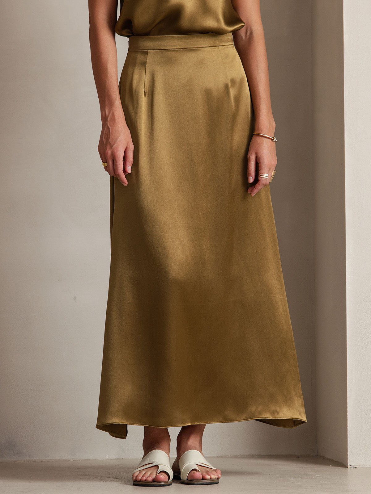 [Braun] SilkSilky-DE 19Momme Seide Skirt 001