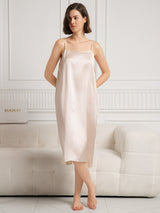 [Rosa] SilkSilky-DE 19Momme Ärmellos Kleider 005