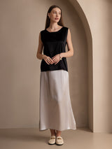 [Schwarz] SilkSilky-DE Sleeveless Round Neck Cami Top 005