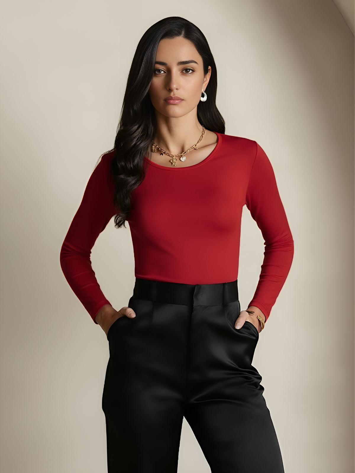 [Rotwein] SilkSilky-DE Seide Womens T-Shirt 005,