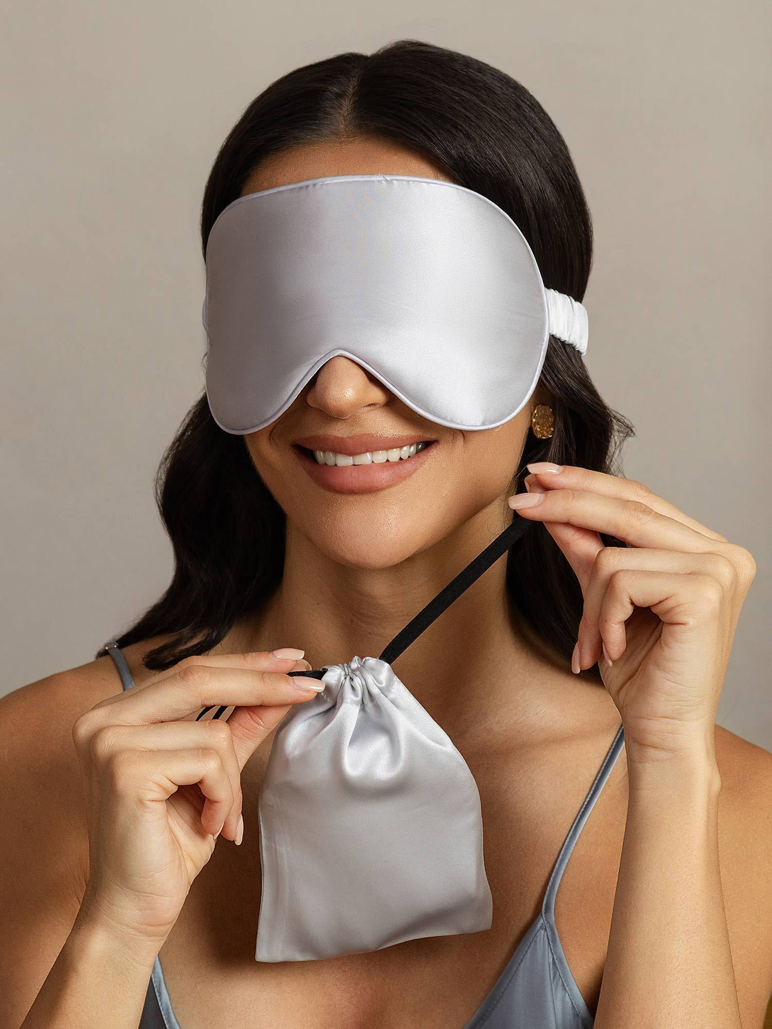 [Silber] SilkSilky-DE Reine Seide Eye Mask 003