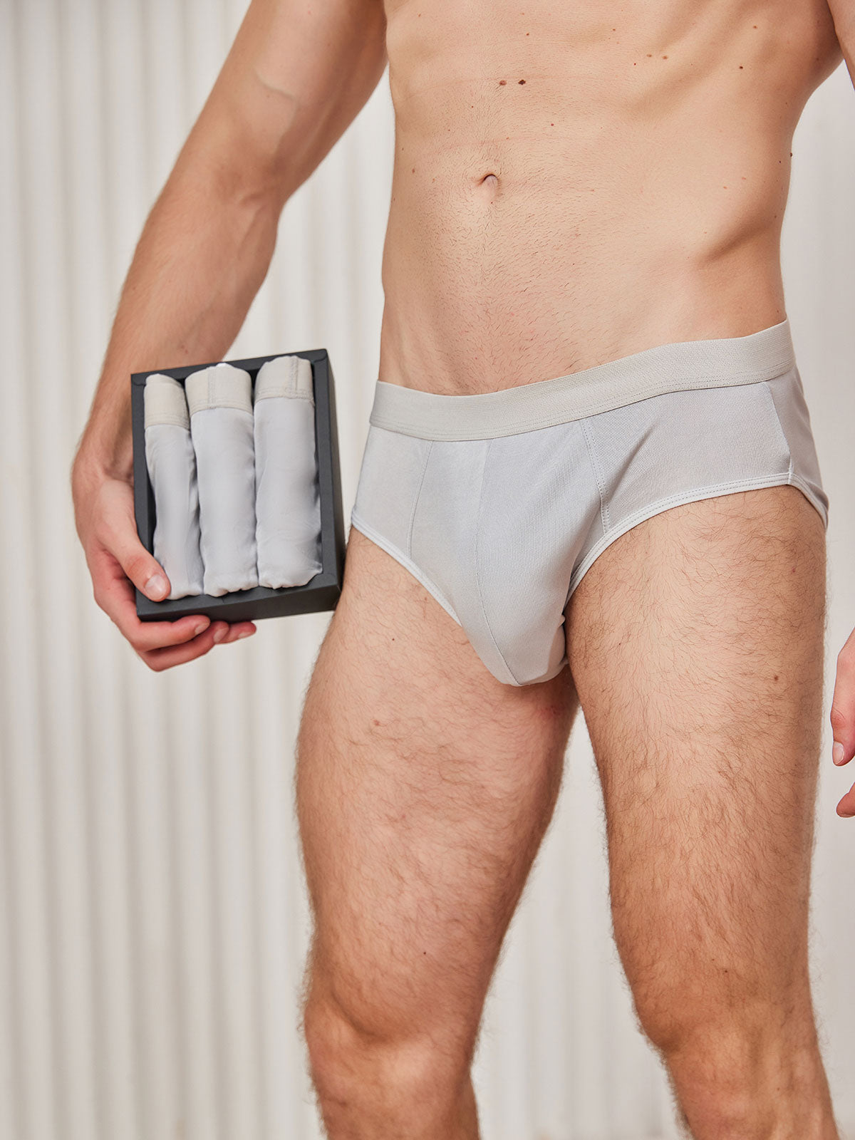 [Grau] SilkSilky-DE Reine Seide Mens Underwear 001