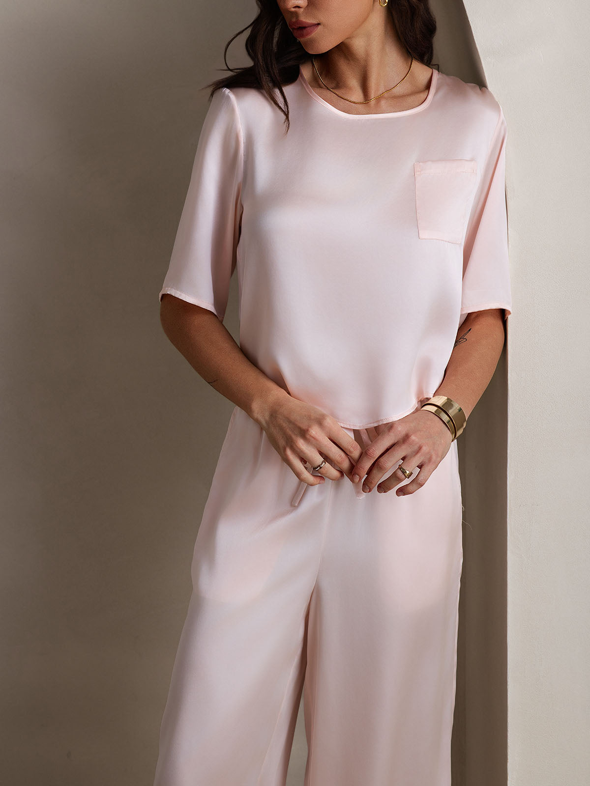 [Rosa] SilkSilky-DE Reine Seide Womens Pajamas 007