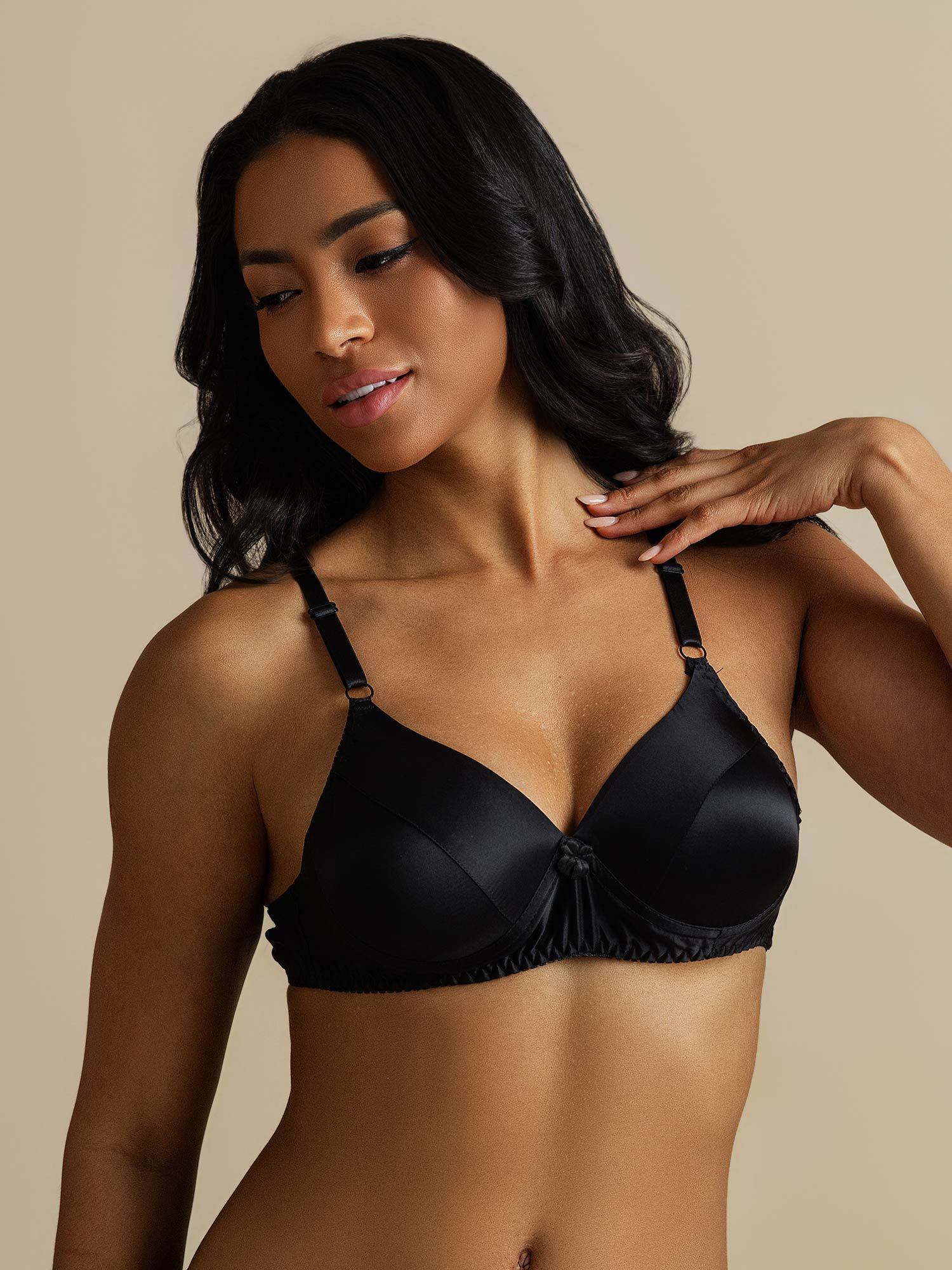 [Schwarz] SilkSilky-DE Reine Seide Bra 006,