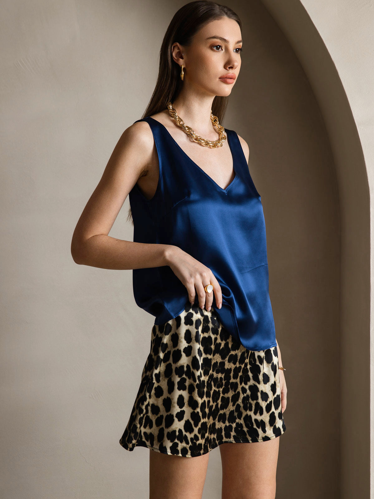 [Leopard] SilkSilky-DE 19Momme Seide Skirt 006