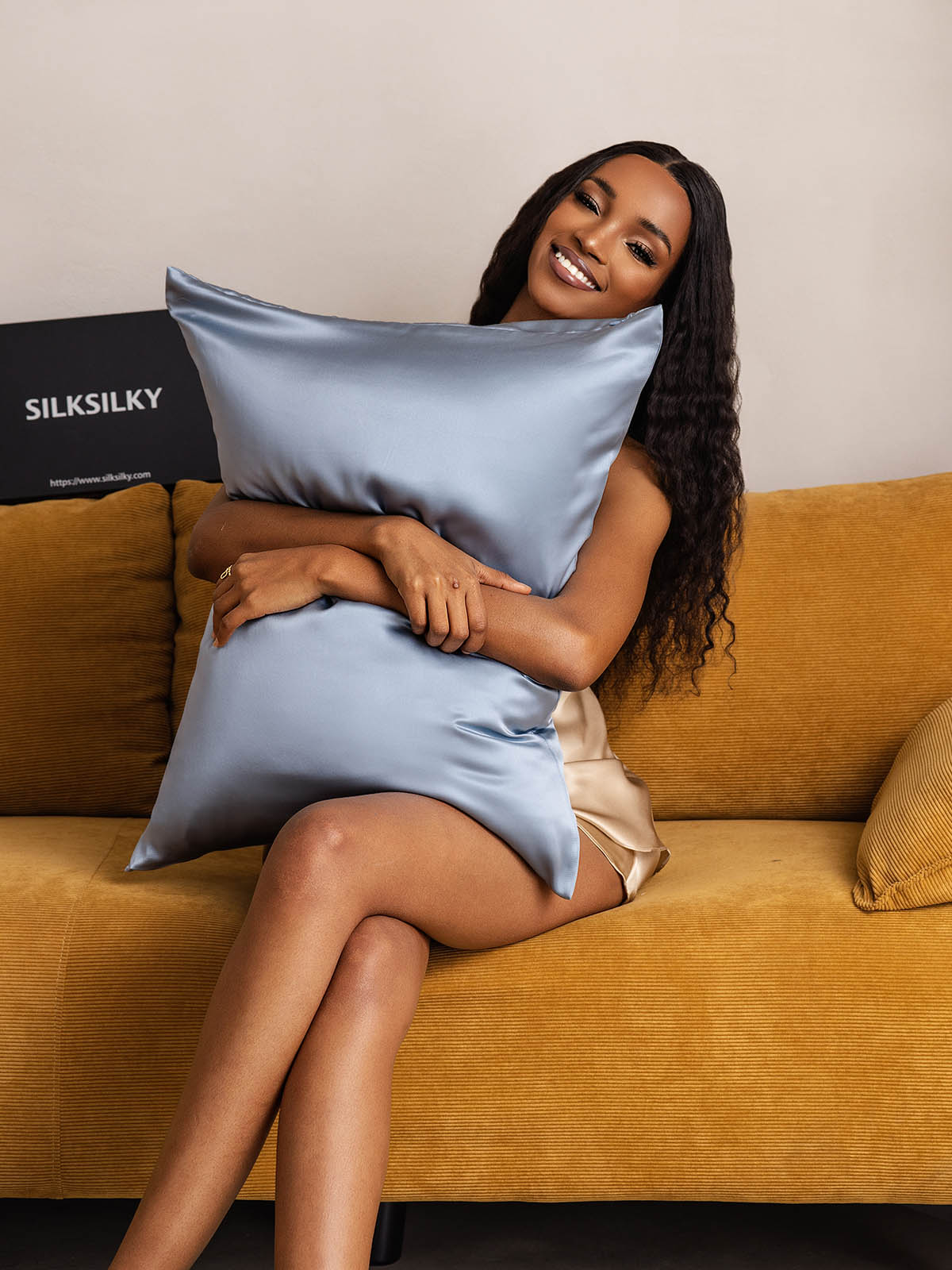 [Graublau] SilkSilky-DE 22Momme Reine Seide Pillowcase 007