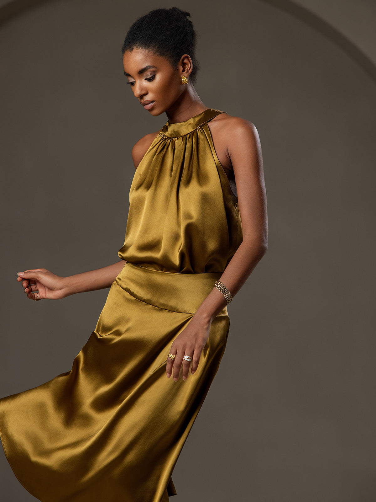 [Braun] SilkSilky-DE 19Momme Seide Skirt 004