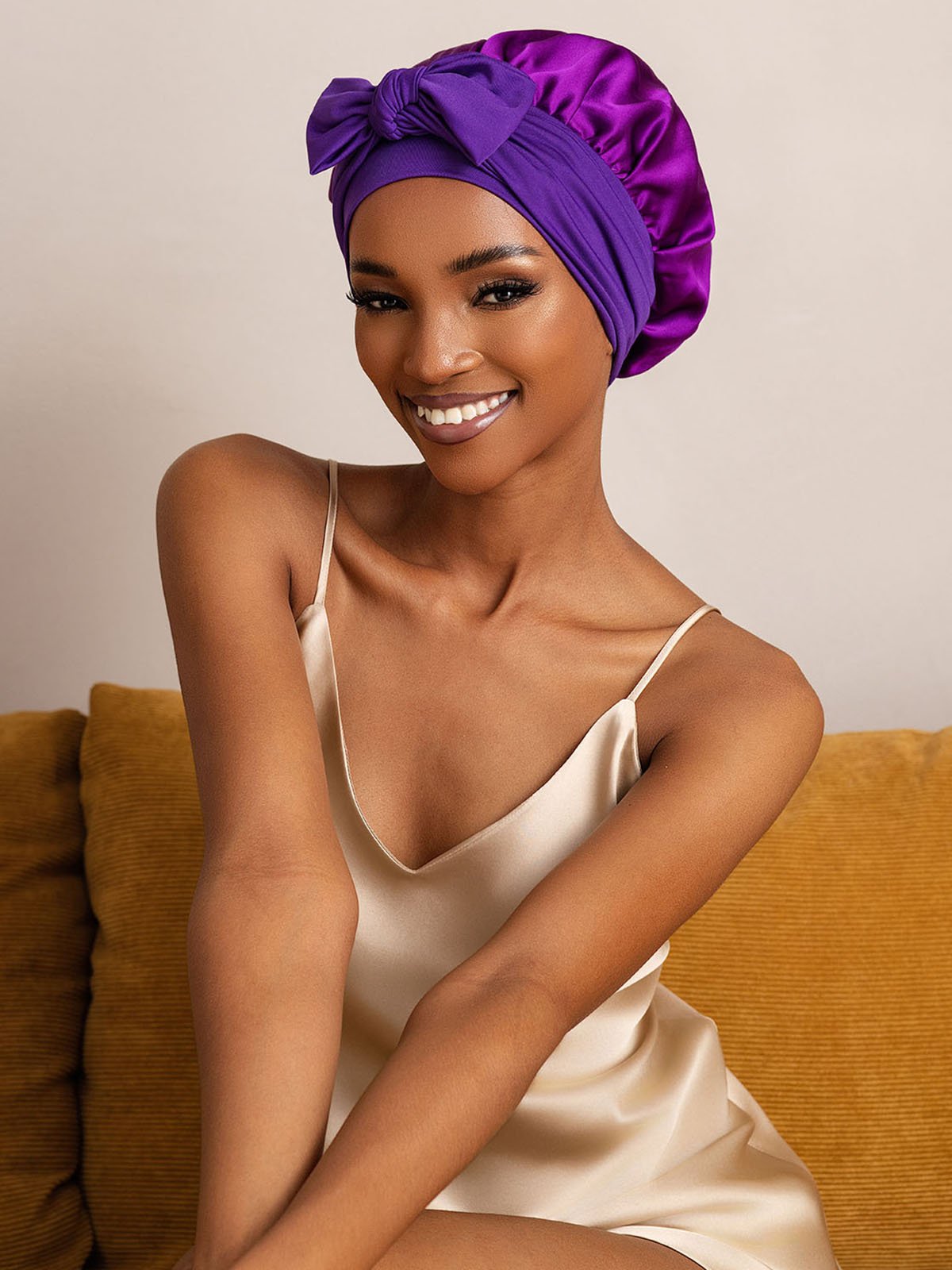 [Champagner] SilkSilky-DE Reine Seide Sleep Cap 002,