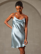 [Graublau] SilkSilky-DE Sleeveless Cowl Neck Kleider 004