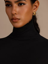[Schwarz] SilkSilky-DE Long Sleeve Turtle Neck T-Shirt 006