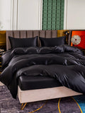 SilkSilky DE 25Momme Reine Seide Bedding Set Schwarz 003