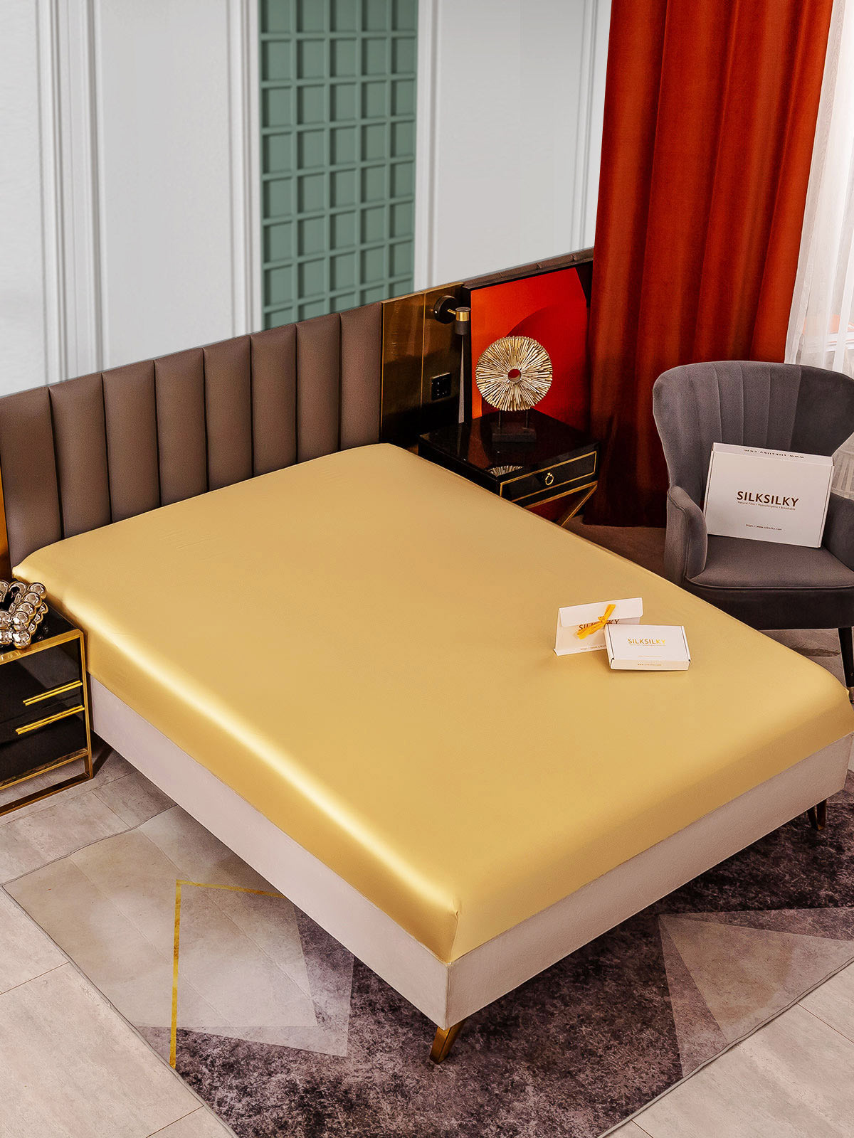 [Champagner] SilkSilky-DE 25Momme Reine Seide Sheet 001