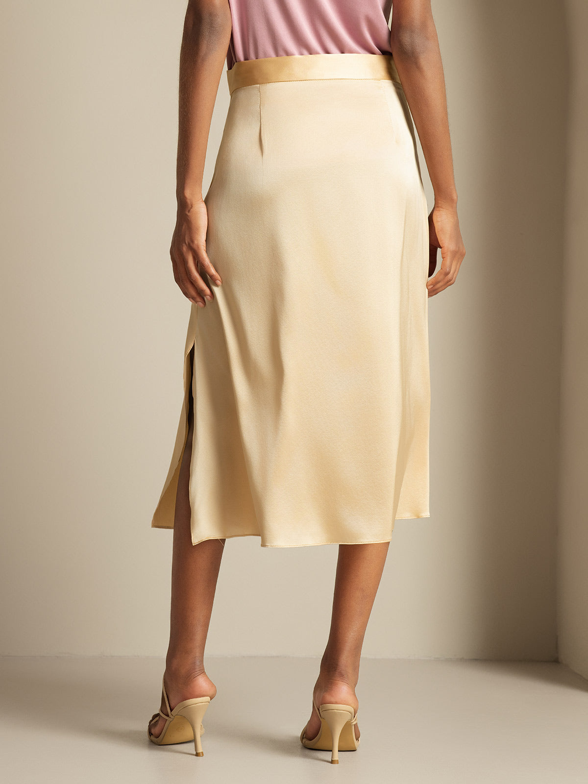[Champagner] SilkSilky-DE 19Momme Seide Skirt 002