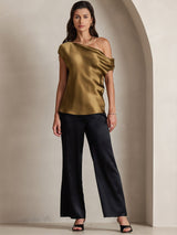 [Schwarz] SilkSilky-DE 19Momme Seide Womens Pants 004