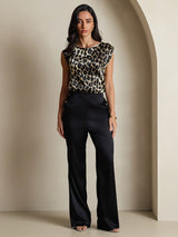 [Leopard] SilkSilky-DE 19Momme Seide Womens T-Shirt 008