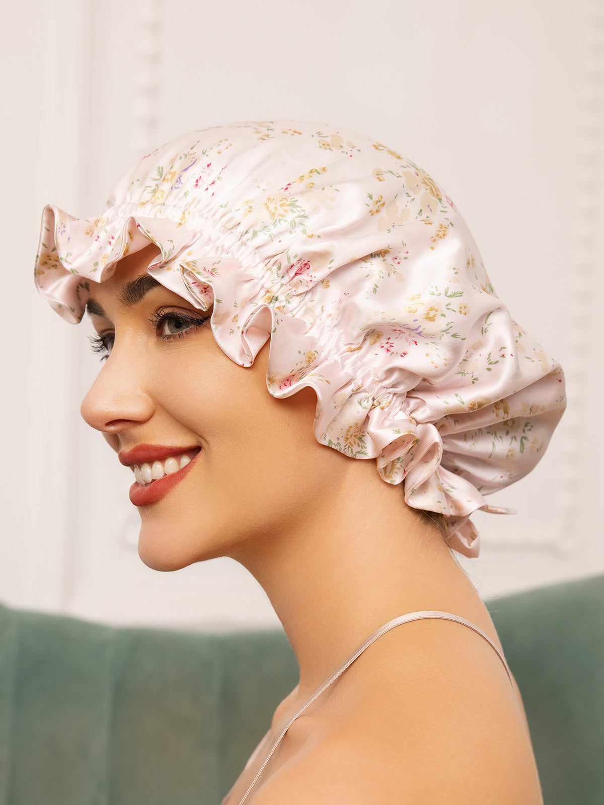 SilkSilky-DE Reine Seide Sleep Cap Floral 003