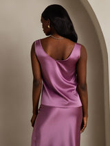 [Dunkelviolett] SilkSilky-DE Sleeveless V Neck Cami Top 002