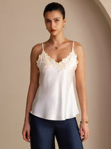 [Weiß] SilkSilky-DE Sleeveless V Neck Cami Top 001