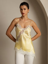 [Hellgelb] SilkSilky-DE Spaghetti Strap V Neck Cami Top 001