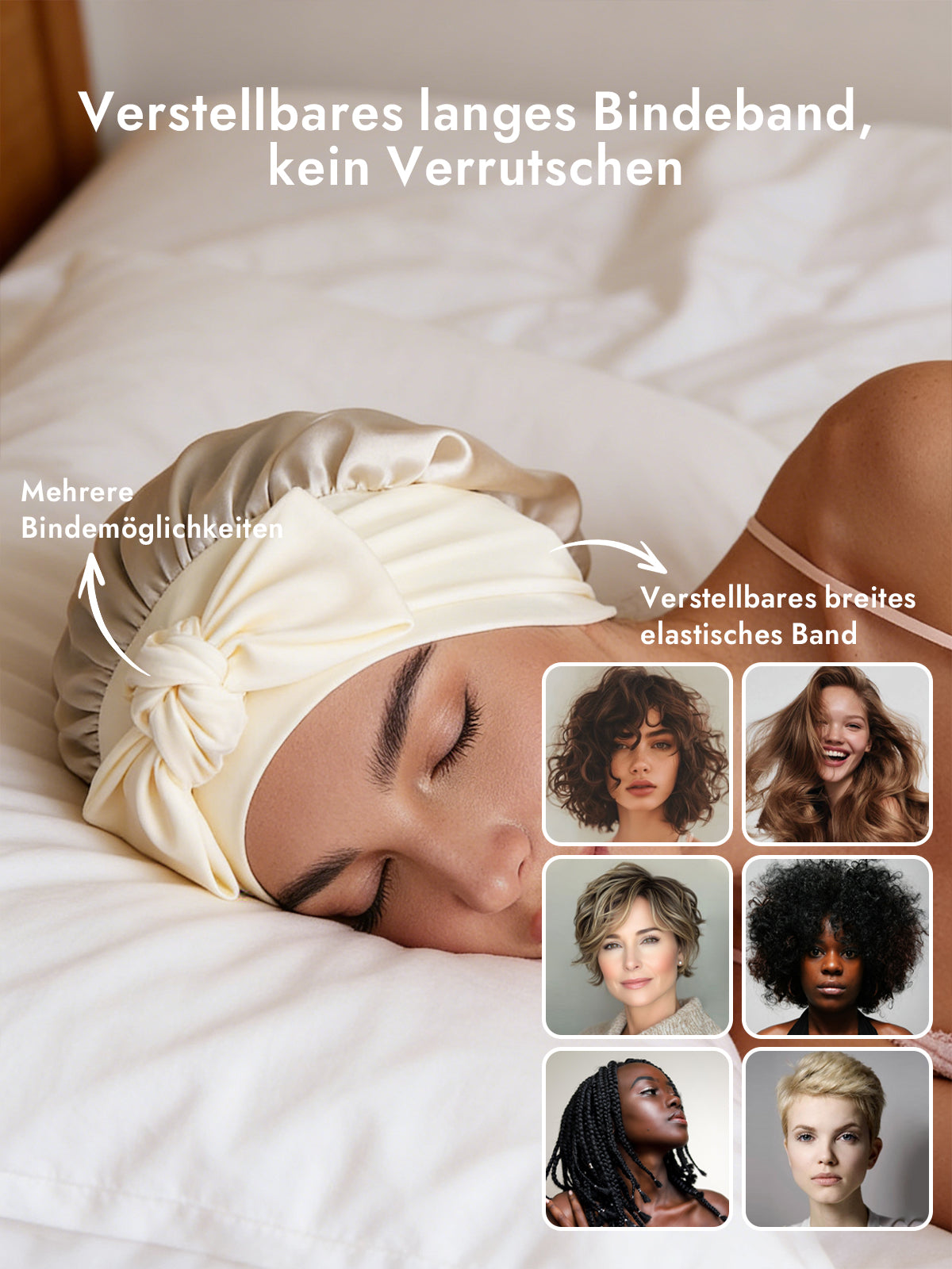 [Beige] SilkSilky-DE Reine Seide Sleep Cap 004