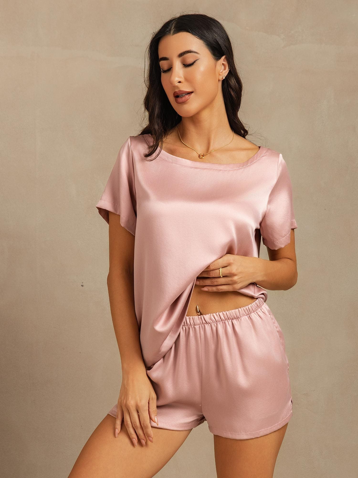 [Pfirsichhaut] SilkSilky-DE 19Momme Seide Womens Pajamas 005