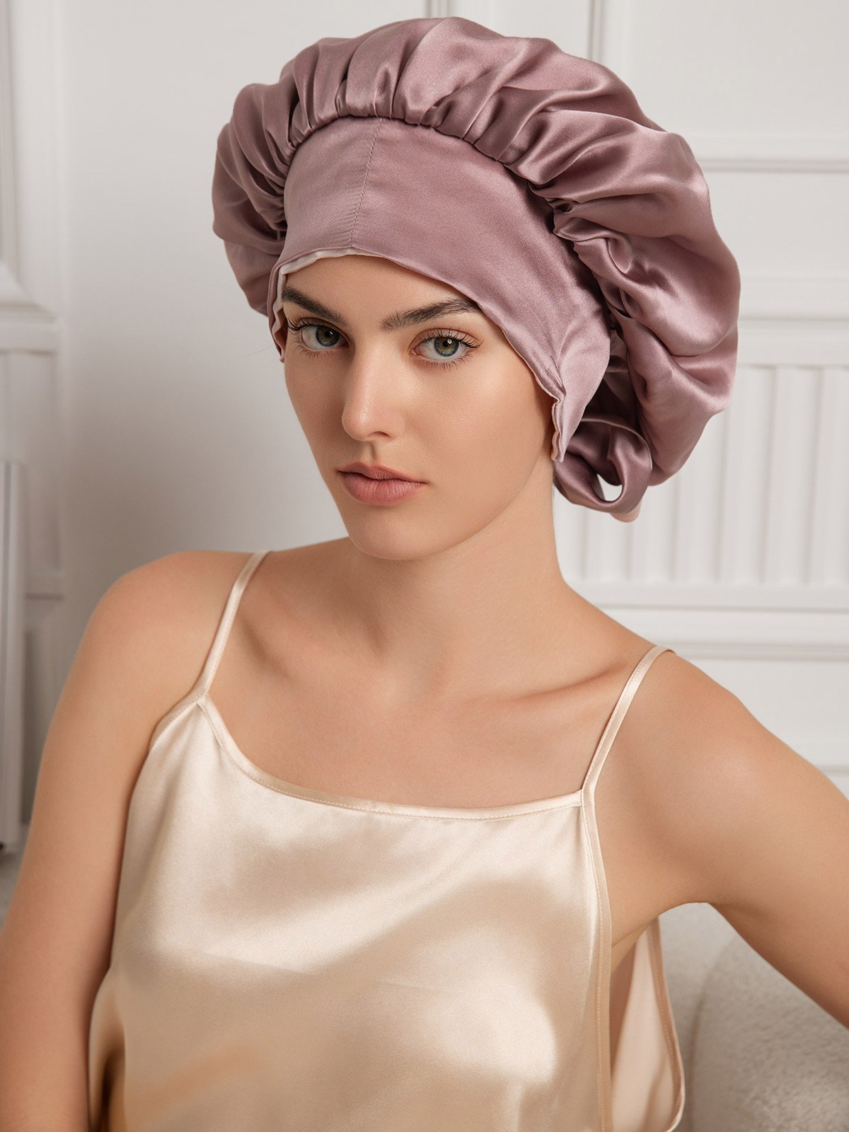 [Blasses Mauve] SilkSilky-DE Reine Seide Sleep Cap 003