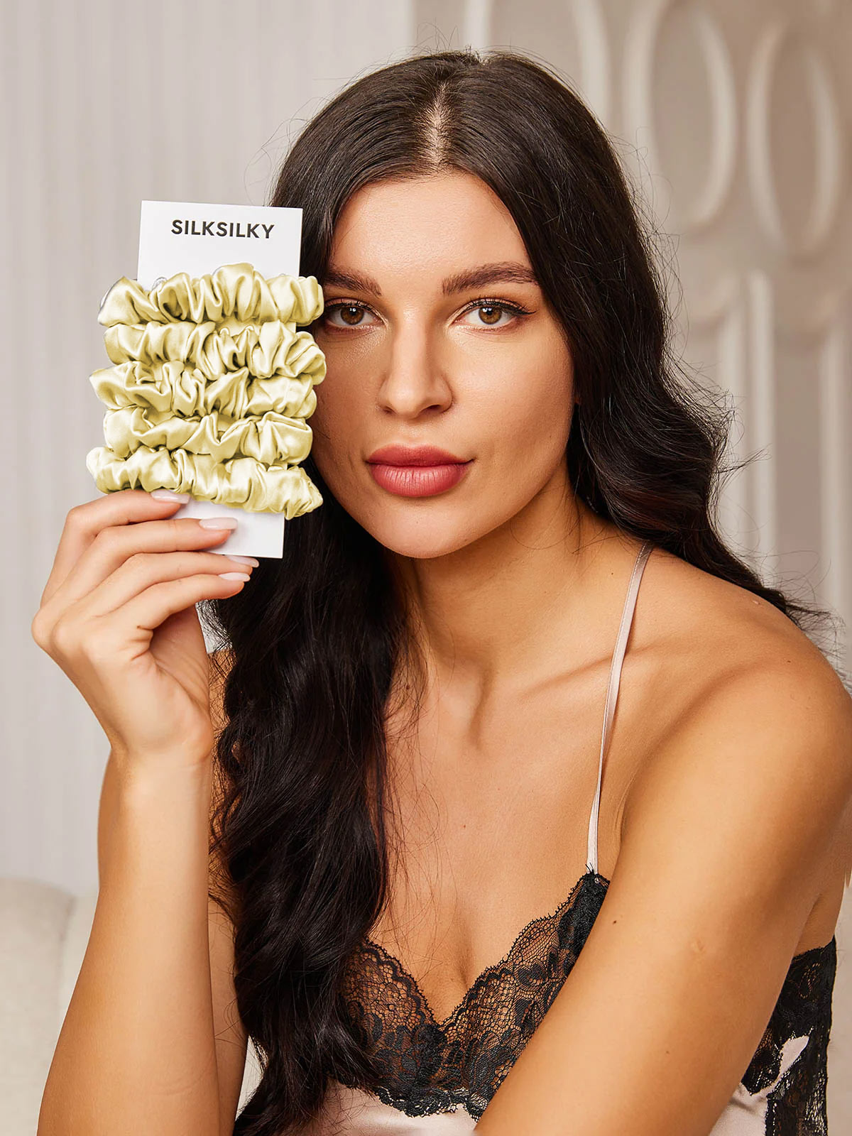 [Hellgelb] SilkSilky-DE 19Momme Reine Seide Scrunchie 001