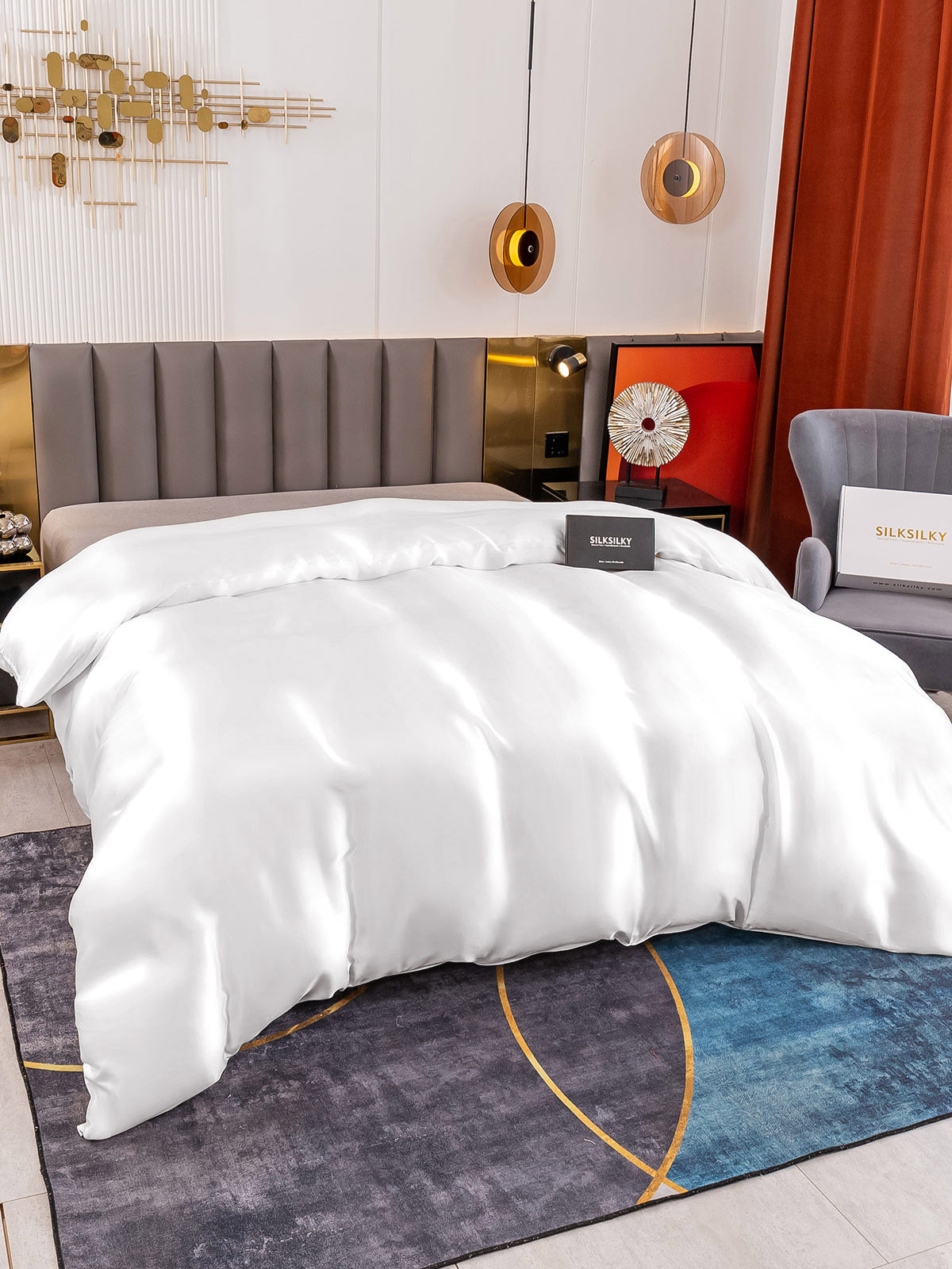 [Weiß] SilkSilky-DE 19Momme Reine Seide Duvet Cover 002