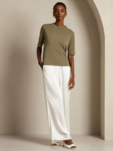 [Verbranntes Oliv] SilkSilky-DE Half Sleeve Crew-Ausschnitt T-Shirt 006